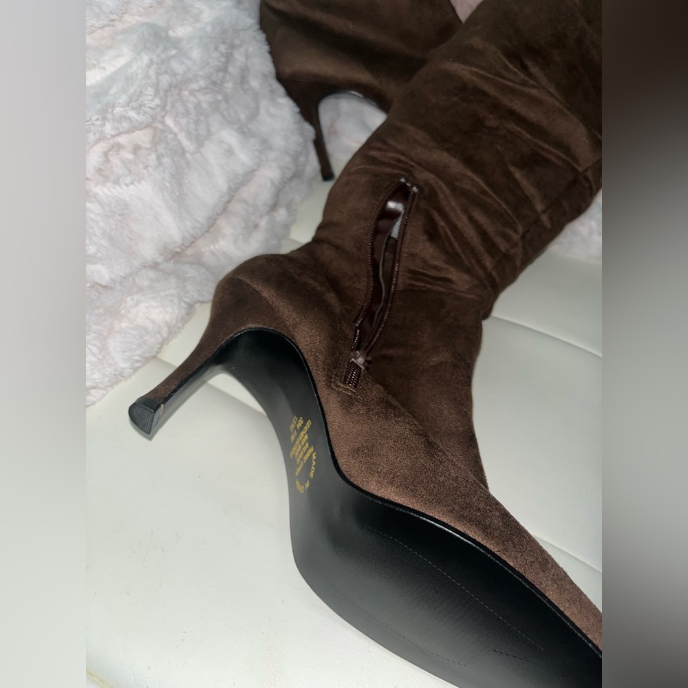 NEW Chadwick's of Boston Brown Faux Suede Scrunch Knee High Boots 11M - Picture 5 of 13